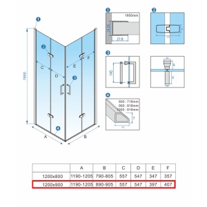 Cabina de dus dreptunghiulara din sticla securizata si rame cromate KZ13C 120 x 90 cm - Img 14