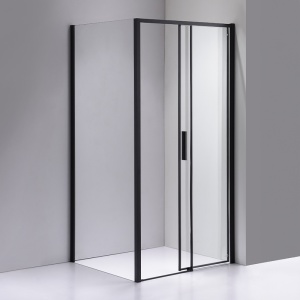 Cabina de dus dreptunghiulara din sticla securizata si rame negre Nova 120 x 80 cm - Img 5