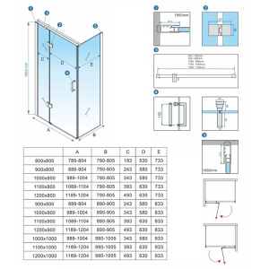 Cabina de dus dreptunghiulara Z-KZ03C auriu periat 120 x 90 cm sticla 6 mm - Img 12