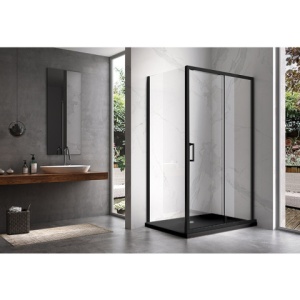 Cabina de dus KZ104C-BL neagra + cadita de dus ST04C-BL neagra dimensiune 120x90cm - Img 3