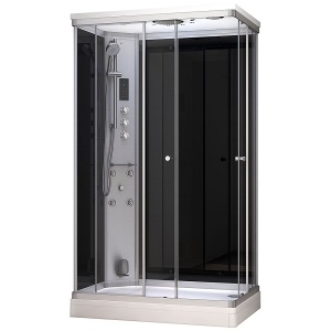 Cabina de dus MUE-AR1280-2L neagra cu hidromasaj si sauna cu aburi 120 x 80 x 217 cm