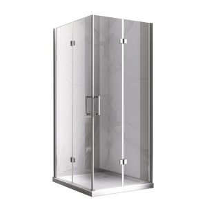 Cabina de dus patrata cu cadita KZ08C ST02B crom 90 x 90 cm sticla 6 mm - Img 3