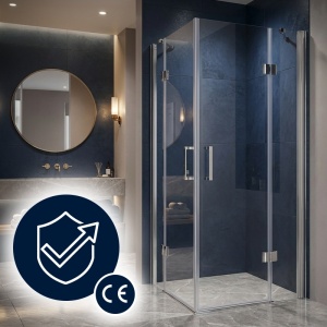 Cabina de dus patrata de colt KZ25 crom 80 x 80 cm sticla 6 mm - Img 3