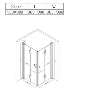 Cabina de dus patrata din sticla securizata 6 mm si rame cromate KZ1290B 90 x 90 cm - Img 20