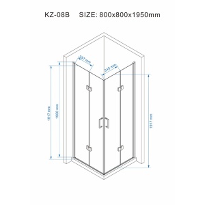 Cabina de dus patrata din sticla securizata 6mm rame aurii si 2 usi batante KZ08B 80 x 80 cm - Img 11