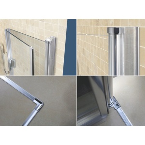 Cabina de dus patrata din sticla securizata cu rame cromate si usi batante KZ1290C 100 x 100 cm - Img 14