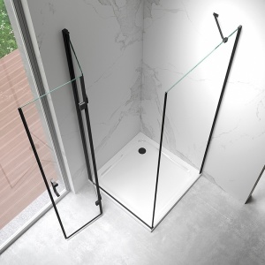 Cabina de dus patrata din sticla securizata cu rame negre KZ20B 80 x 80 cm - Img 5