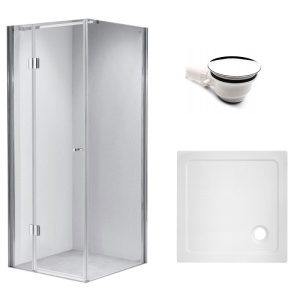 Cabina de dus patrata din sticla securizata si rame cromate cu daita alba slim KZ1390A-ST02A 80 x 80 cm