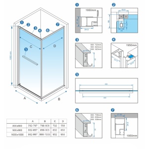 Cabina de dus Patrata KZ16C, Dimensiune 100x100cm, Usi glisante, Culoare Crom - Img 7