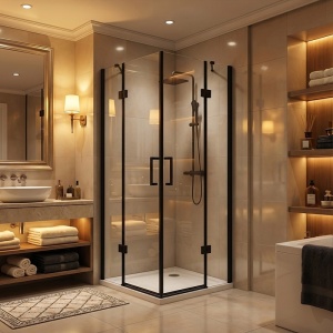 Cabina de dus patrata KZ25 negru mat 90 x 90 cm sticla 6 mm - Img 16