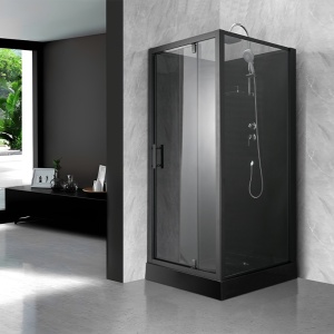 Cabina de dus patrata WSH306 , cu cadita de dus 90x90, Culoare Negru - Img 2