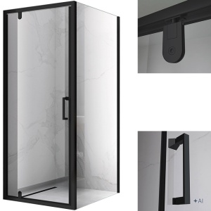 Cabina de dus patrata ZES-KZ04B-BL-80, 80 x 80cm, cu rame negru mat, sticla 6 mm - Img 3