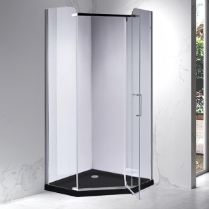 Cabina de dus pentagonala din sticla securizata cu cadita neagra inclusa KZ91B-SXL07B 90 x 90 cm - Img 2