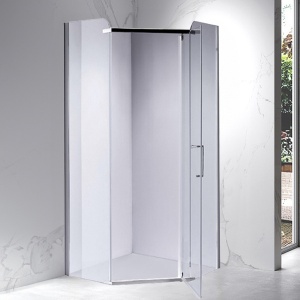Cabina de dus pentagonala din sticla securizata rame cromate 80x80 cm - Img 2