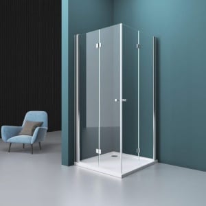 Cabina de dus pliabila Veldman Oslo Duo crom 100 x 120 cm sticla 6 mm - Img 4