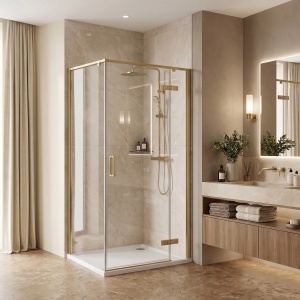 Cabina de dus Rea Bruno culoare auriu periat, dimensiune 90x90cm - Img 6