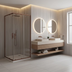 Cabina de dus Rea City 80x80 cm Copper Brush - Img 3