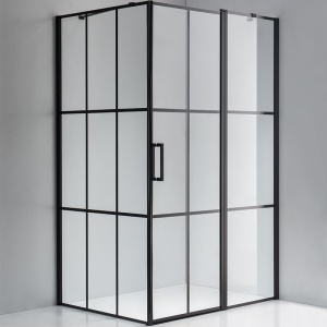 Cabina de dus rectangulara cu rame negre si sticla securizata 6 mm BS02C 120 x 80 cm - Img 2