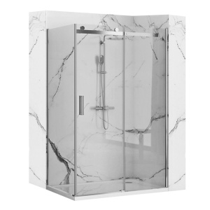 Cabina De Dus Rectangulara REA MARTEN, Dimensiuni la Alegere, Usi Culisante, Inaltime 190 cm, Sticla Securizata - 6 Mm, Finisaj Crom - Img 1