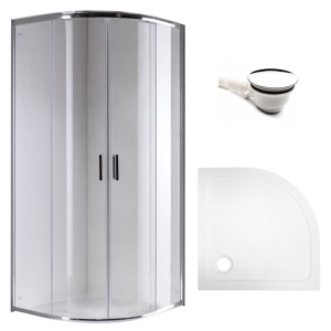 Cabina de dus semirculara din sticla securizata cu rame cromate si cadita alba inclusa KZ94C-ST01C 100 x 100 cm