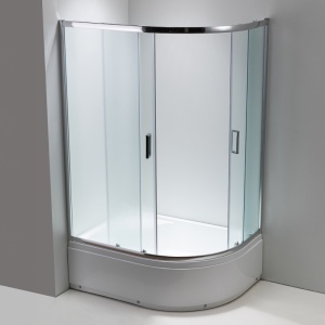 Cabina de dus semirotunda montaj dreapta din sticla securizata mata si rame cromate Maja 115 x 85 mm - Img 8