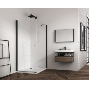 Cabina de dus Veldman Atlanta negru mat 100 x 70 cm sticla 6 mm - Img 4