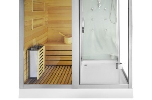 Cabina multifunctionala sauna uscata, sauna cu aburi si cabina de dus, montaj stanga alba 180 x 110 x 223 cm - Img 13