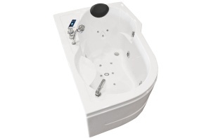 Cada asimetrica cu hidromasaj si aeromasaj MO-0202 – 150 x 100 x 62 cm, Bluetooth, Cromoterapie, Alb - Img 6