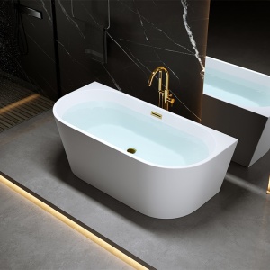 Cada de baie 527D, Dimensiune 170x75cm, Culoare Alb, Deversor Auriu - Img 5