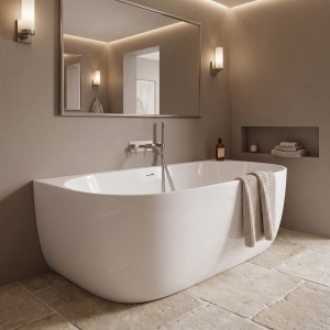 Cada de baie alba, freestanding Rea Eris 150 cm - Img 5