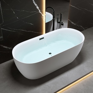 Cada de baie Cesana 518C 170x75cm , Culoare Alb , Deversor Negru - Img 3