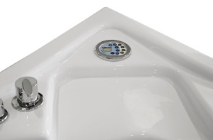 Cada de baie cu hidromasaj de colt MO-0203, 135 x 135 x 75 cm, cromoterapie, radio Bluetooth, alb - Img 19