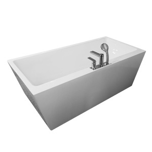 Cada de baie cu montaj la perete MO-1039D cu baterie cromata, 170 x 80 x 58 cm - Img 4