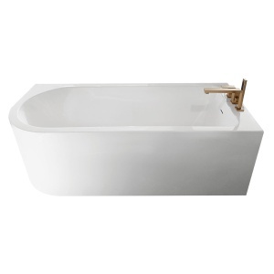 Cadă de baie cu montaj pe dreapta, cu baterie aurie 150 x 75 x 58 cm