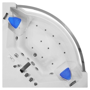Cada de baie de colt cu hidromasaj si aeromasaj MO-0053N – 141 x 141 x 61 cm, 2 persoane, Bluetooth si cromoterapie - Img 2