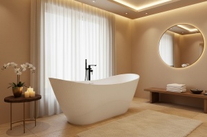 Cadă de baie freestanding acrilică Atena White 170 cm - Img 6