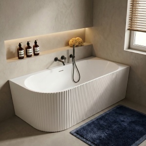 Cada de baie freestanding back to wall Wenus cu montaj dreapta, alba, 170 cm - Img 6