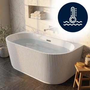 Cada de baie freestanding canelata, montaj universal, Carlo 517D 170 x 75 cm, alba cu ventil cromat - Img 5