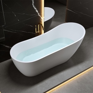 Cada de baie freestanding Forte 520B, acril alb si accesorii auriu periat – 160 x 75 cm - Img 2