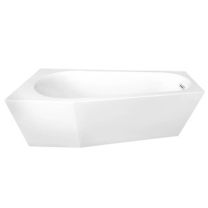 Cada de baie freestanding lipita de perete asimetrica montaj stanga MO-006DL, 170 x 80 cm, alb lucios