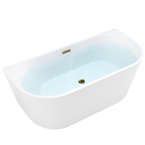 Cada de baie freestanding, montaj universal, Lena2 – 160 x 80 cm alb lucios cu accesorii aurii
