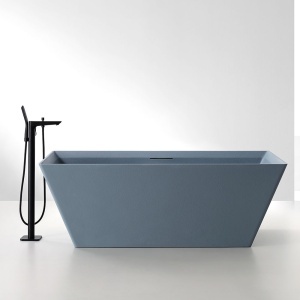 Cada de baie freestanding MUE-D001GB Exclusiv 170 x 75 cm, compozit finisaj mat cu textura de piatra gri albastru - Img 2