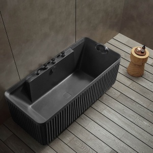 Cada de baie freestanding MUE-D005-2B negru mat cu baterie 170 x 75 cm - Img 3