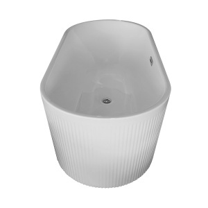 Cada de baie freestanding ovala cu caneluri MO-1020DR, 170 x 80 cm, alb lucios - Img 4