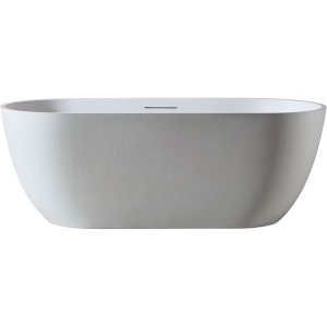 Cada de baie freestanding ovala MUE-D002W, 170 x 75 x 60 cm, finisaj alb mat cu textura de piatra