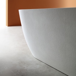 Cada de baie freestanding ovala MUE-D002W, 170 x 75 x 60 cm, finisaj alb mat cu textura de piatra - Img 8
