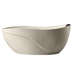 Cada de baie freestanding ovala MUE-D007B Beige Matt Stone – 170 x 80 x 71 cm, finisaj bej cu textura de piatra