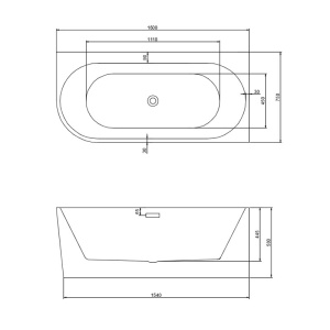 Cada de baie MERA 509C,/Dreapta, Dimensiune 160x75cm, Culoare Alb, Devesor Auriu Periat - Img 6