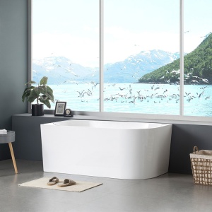 Cada de baie MERA 509C, montata pe perete, stanga, alb cu negru, 160x75 cm - Img 9
