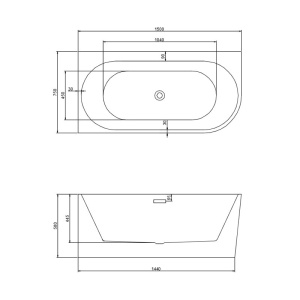 Cada de baie Mera509b Suport 150x75cm/ Partea dreapta, Culoare alb, Deversor Crom - Img 12